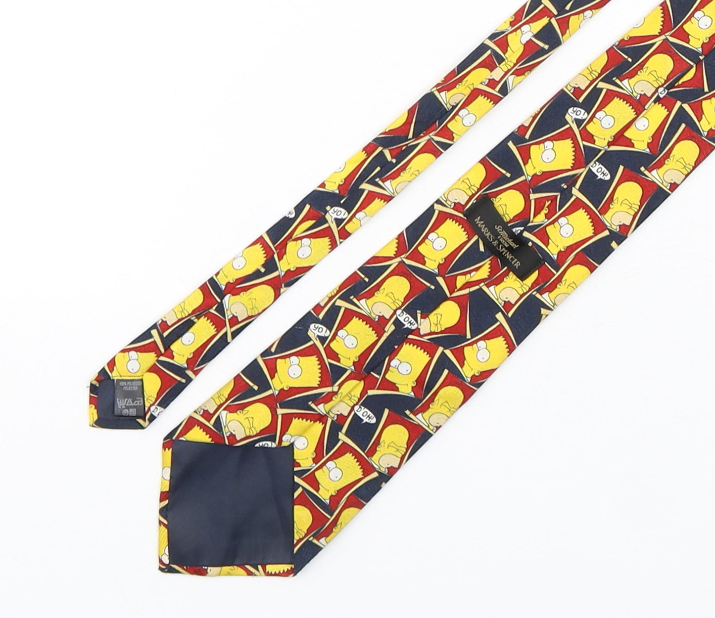 Marks and Spencer Mens Multicoloured Geometric Polyester Pointed Tie One Size - The Simpsons