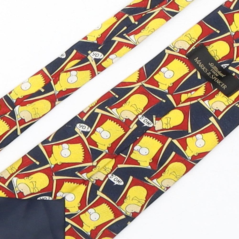 Marks and Spencer Mens Multicoloured Geometric Polyester Pointed Tie One Size - The Simpsons