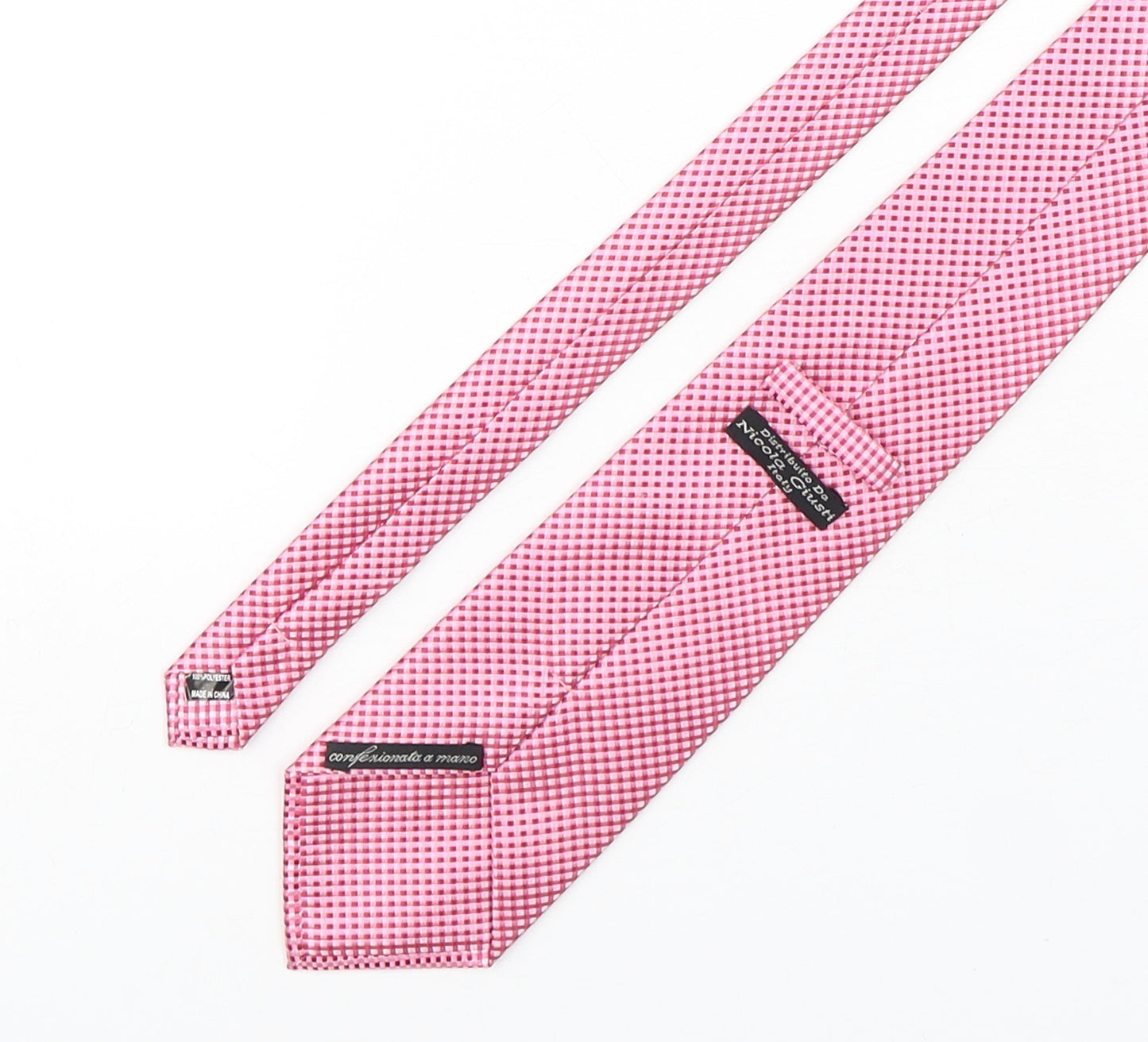 Nicola Giusti Mens Pink Plaids & Checks Polyester Pointed Tie One Size