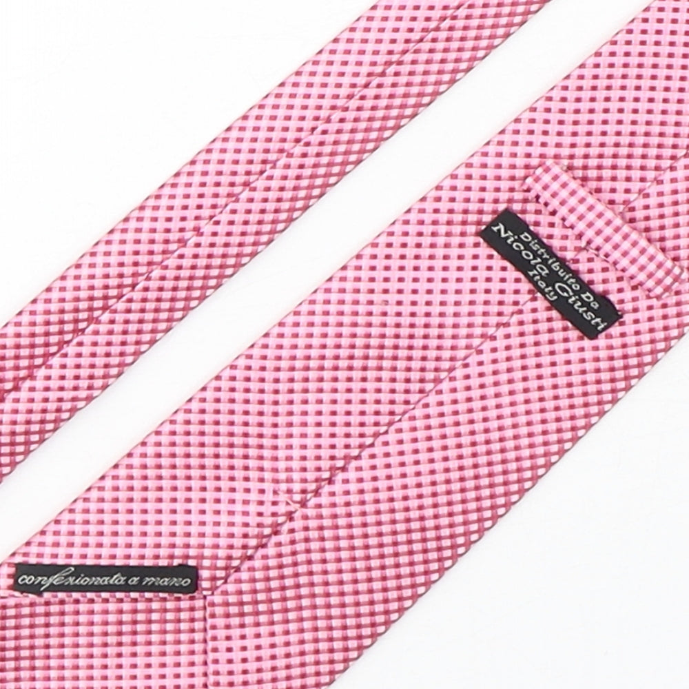 Nicola Giusti Mens Pink Plaids & Checks Polyester Pointed Tie One Size
