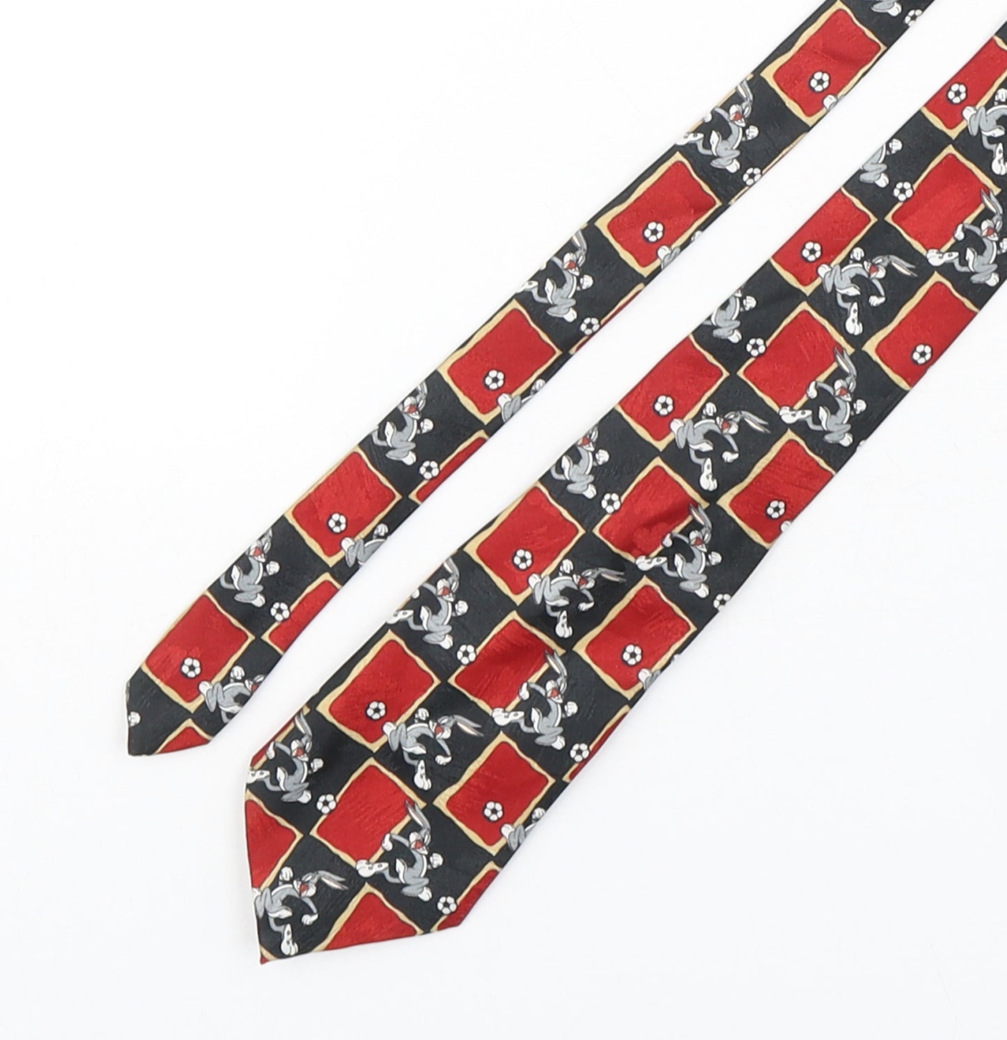 Looney Tunes Mens Multicoloured Geometric Polyester Pointed Tie One Size - Football