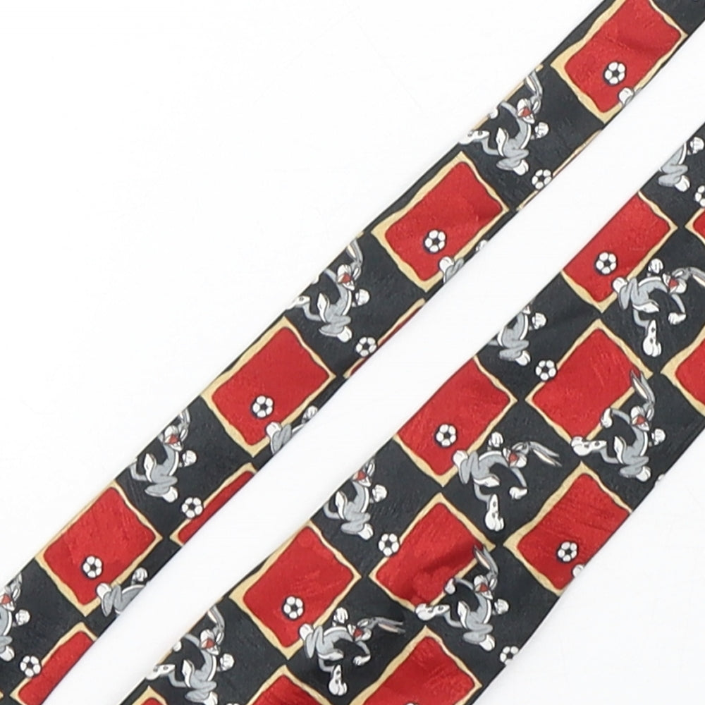 Looney Tunes Mens Multicoloured Geometric Polyester Pointed Tie One Size - Football