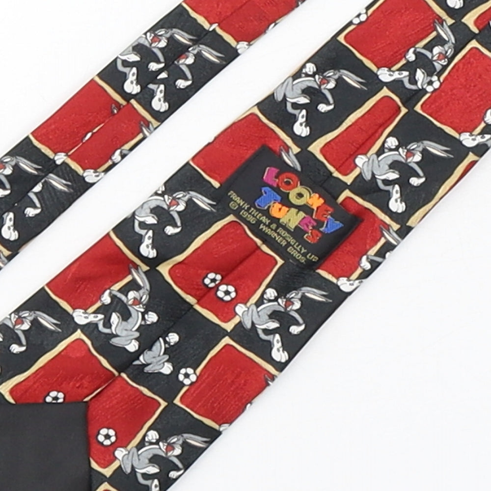 Looney Tunes Mens Multicoloured Geometric Polyester Pointed Tie One Size - Football