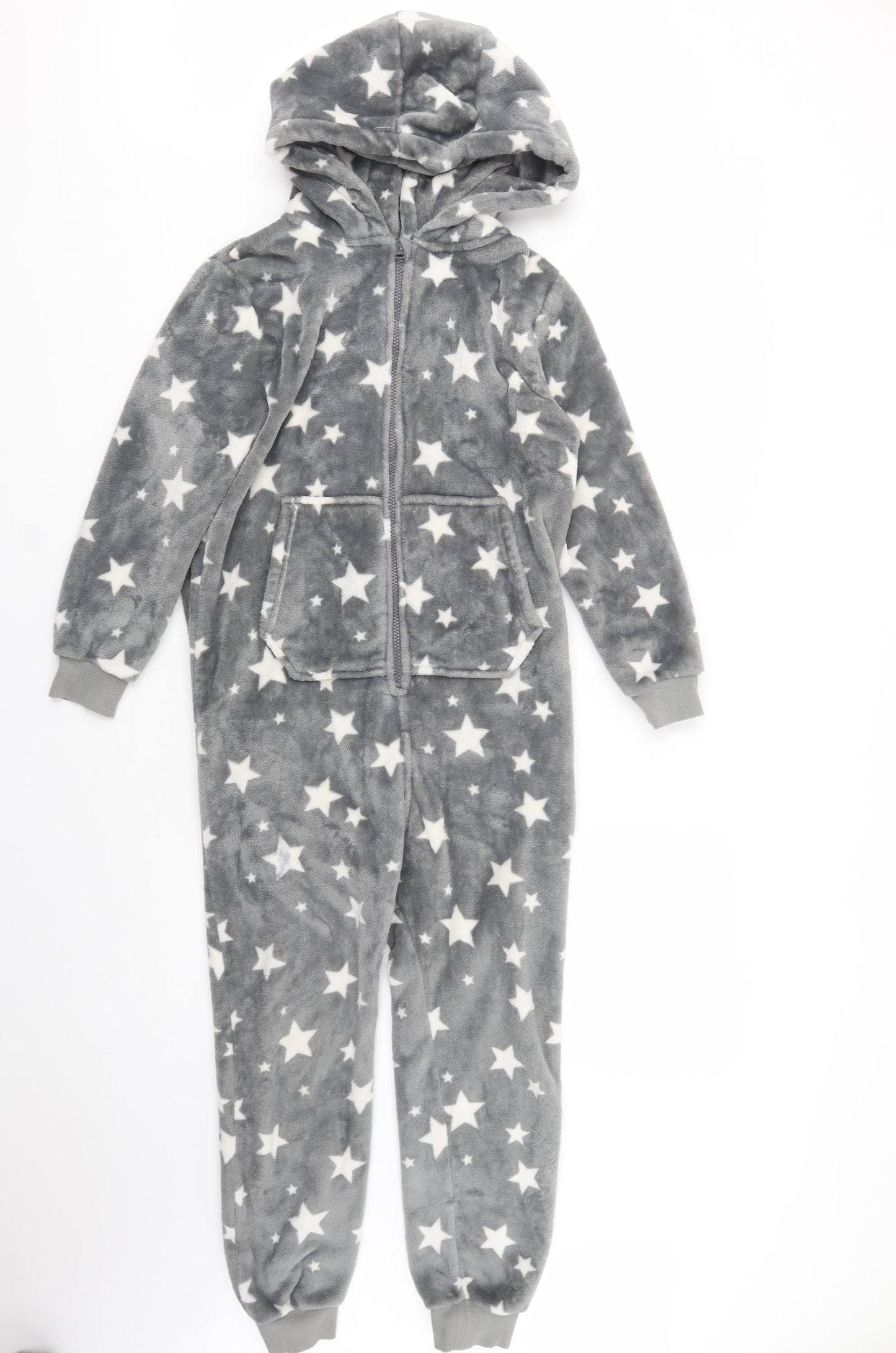 NEXT Girls Grey Geometric Polyester  Bodysuit Size 10 Years  Zip - Star Print Onesie