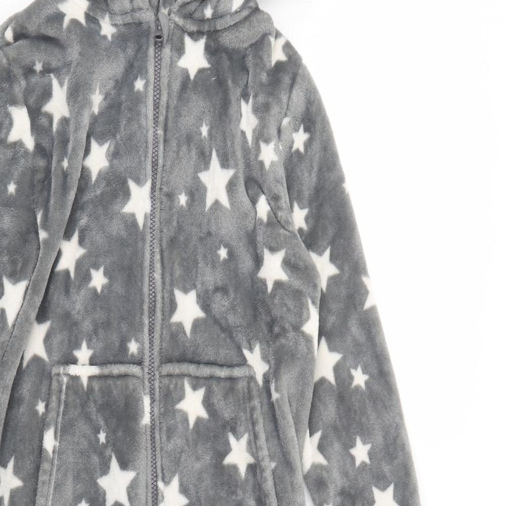 NEXT Girls Grey Geometric Polyester  Bodysuit Size 10 Years  Zip - Star Print Onesie