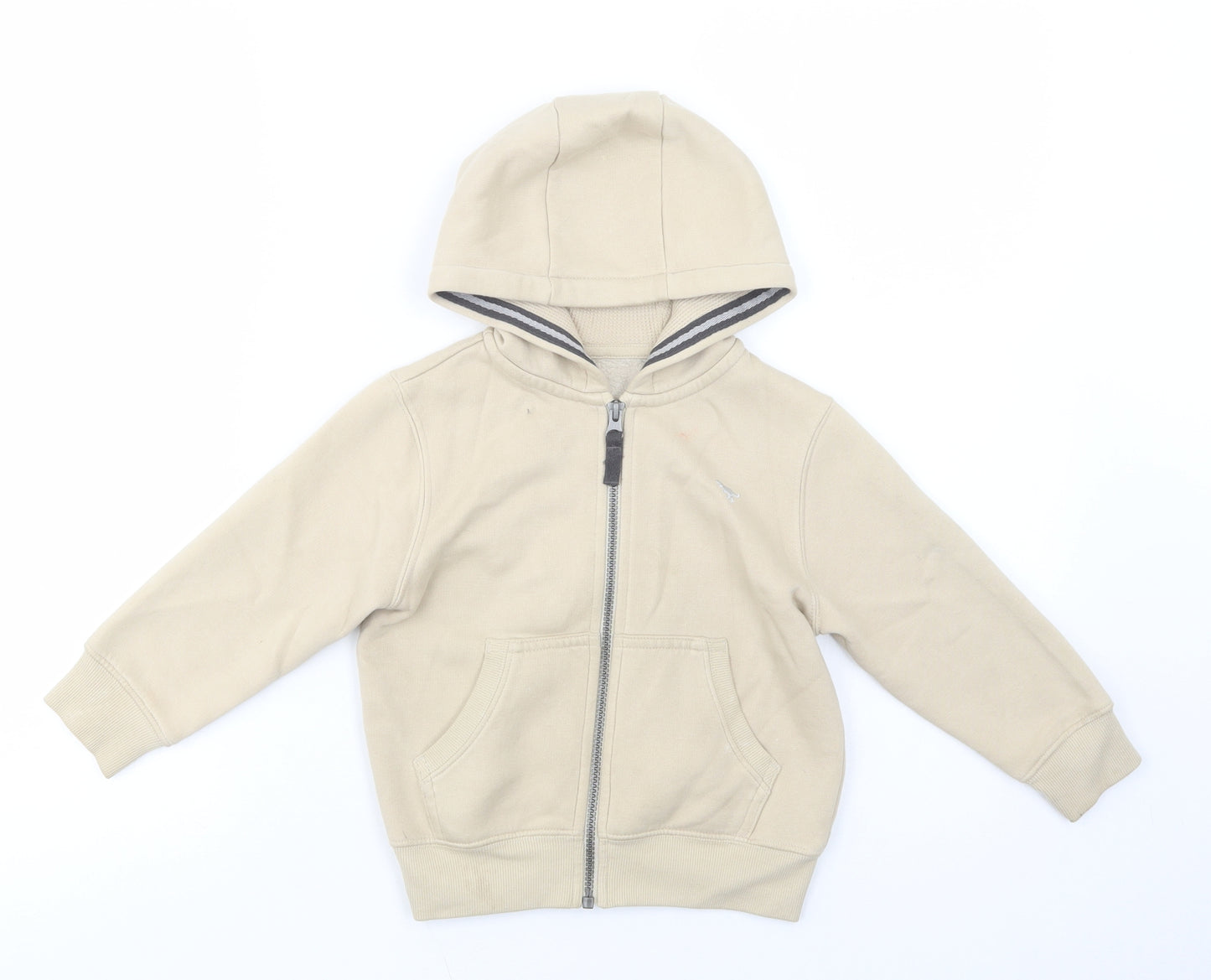 NEXT Boys Beige  Cotton Full Zip Hoodie Size 2-3 Years  Zip
