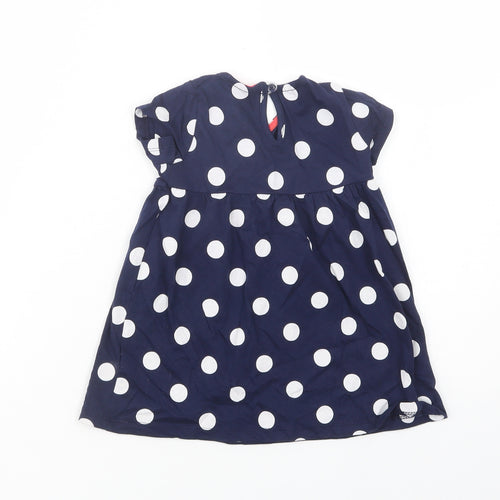 F&F Baby Blue Polka Dot Cotton A-Line  Size 9-12 Months  Crew Neck Button
