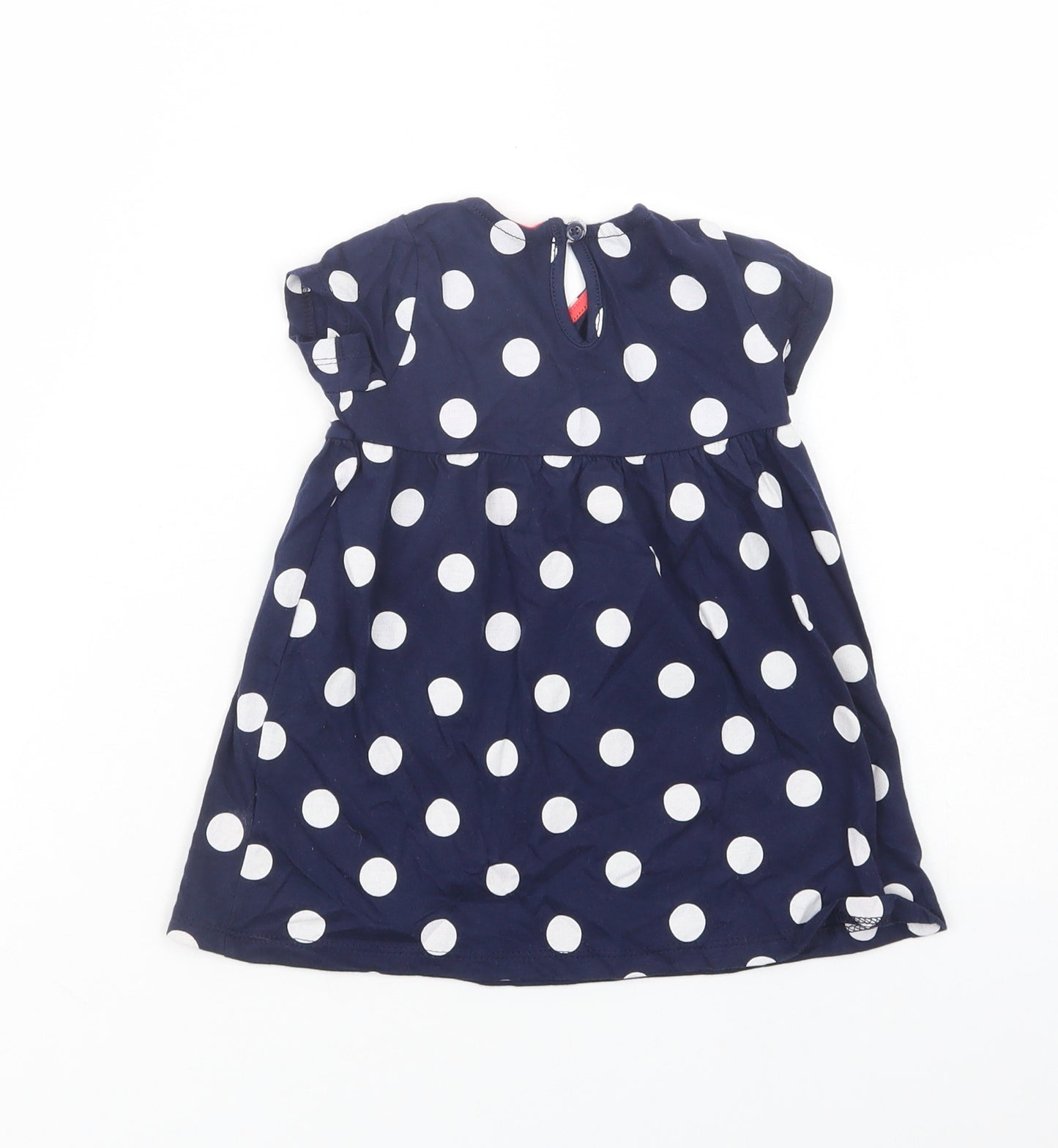 F&F Baby Blue Polka Dot Cotton A-Line  Size 9-12 Months  Crew Neck Button