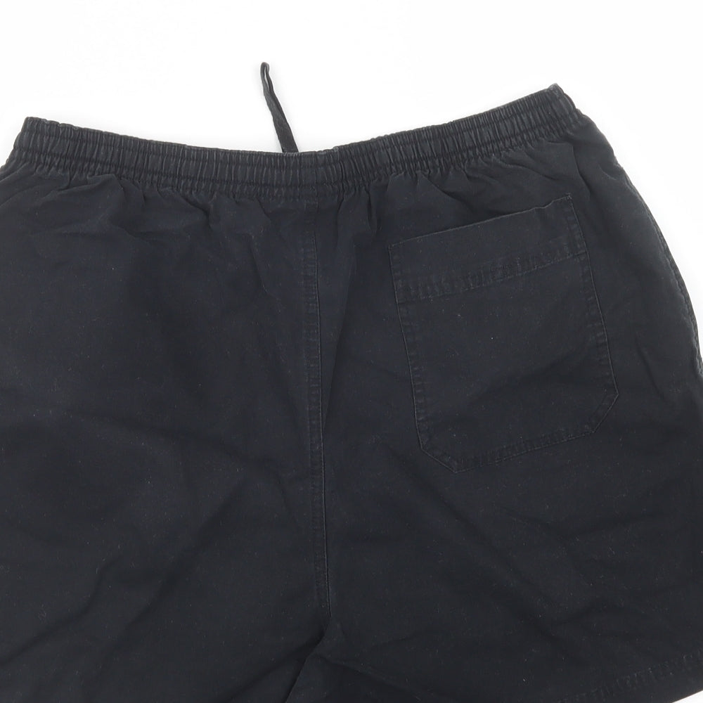 F&F Womens Black  Cotton Chino Shorts Size 14 L4 in Regular Drawstring