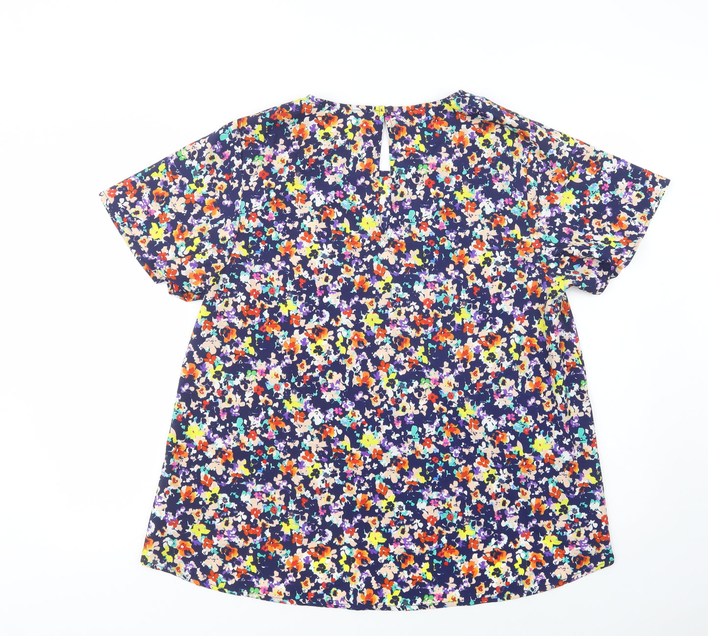 Uttam Boutique Womens Multicoloured Floral Polyester Basic Blouse Size 16 Scoop Neck