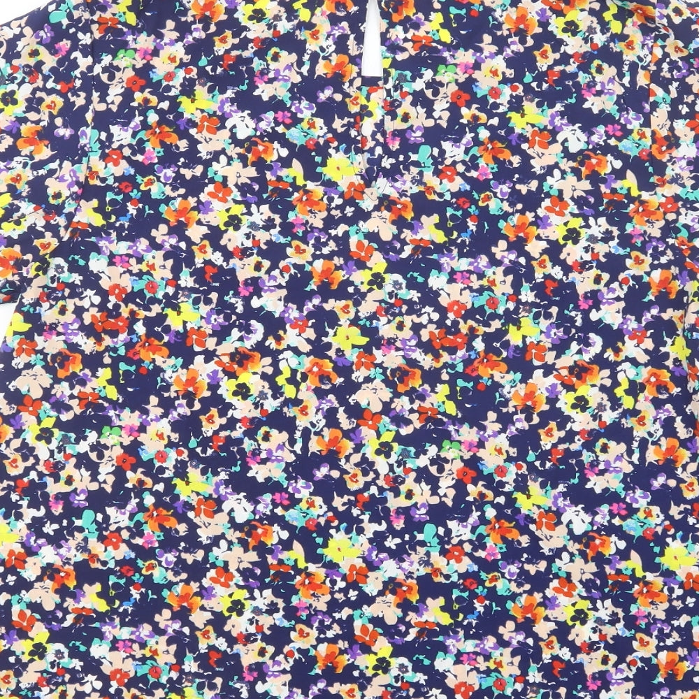 Uttam Boutique Womens Multicoloured Floral Polyester Basic Blouse Size 16 Scoop Neck