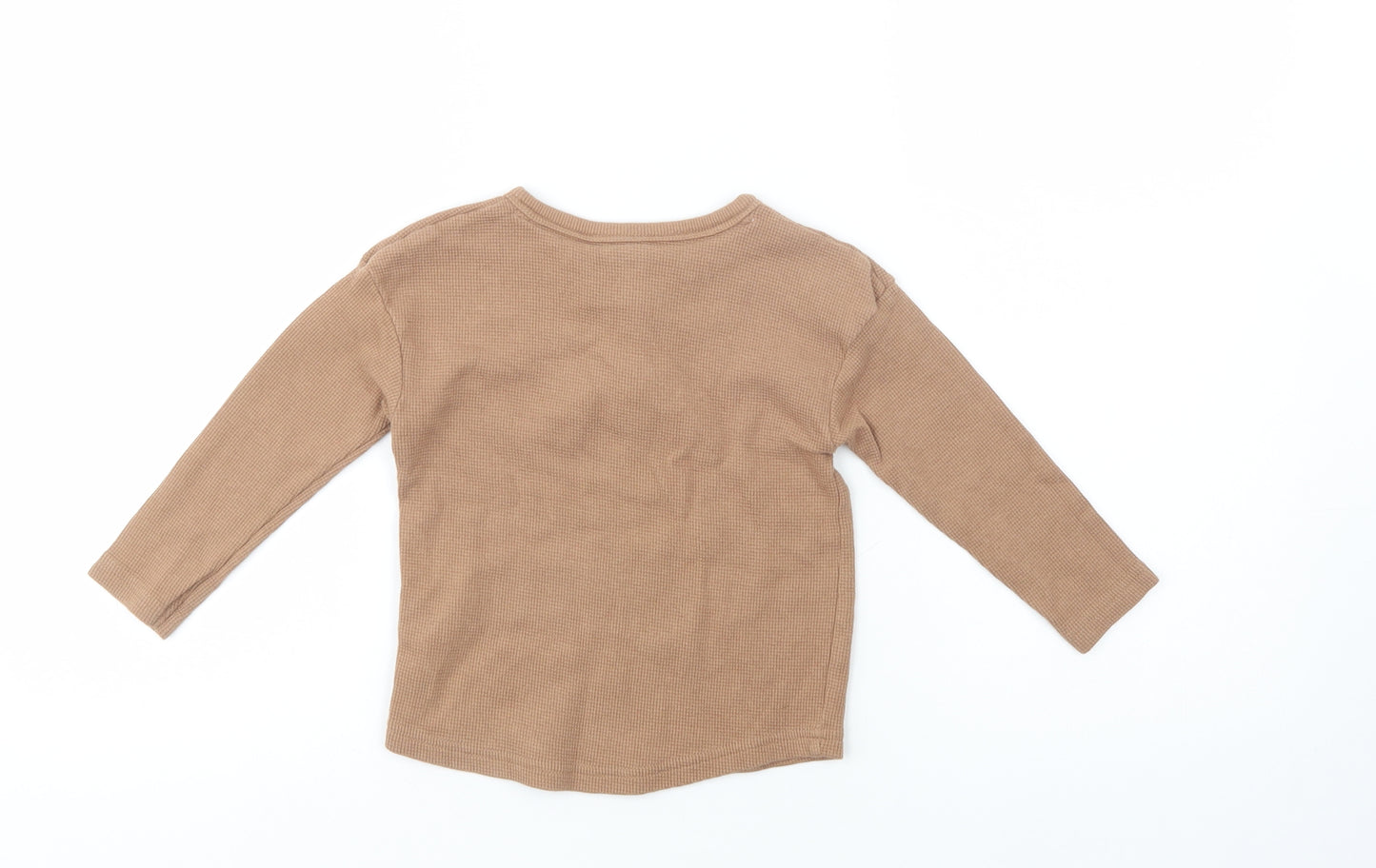 George Boys Beige  Cotton Pullover T-Shirt Size 2-3 Years Henley Button