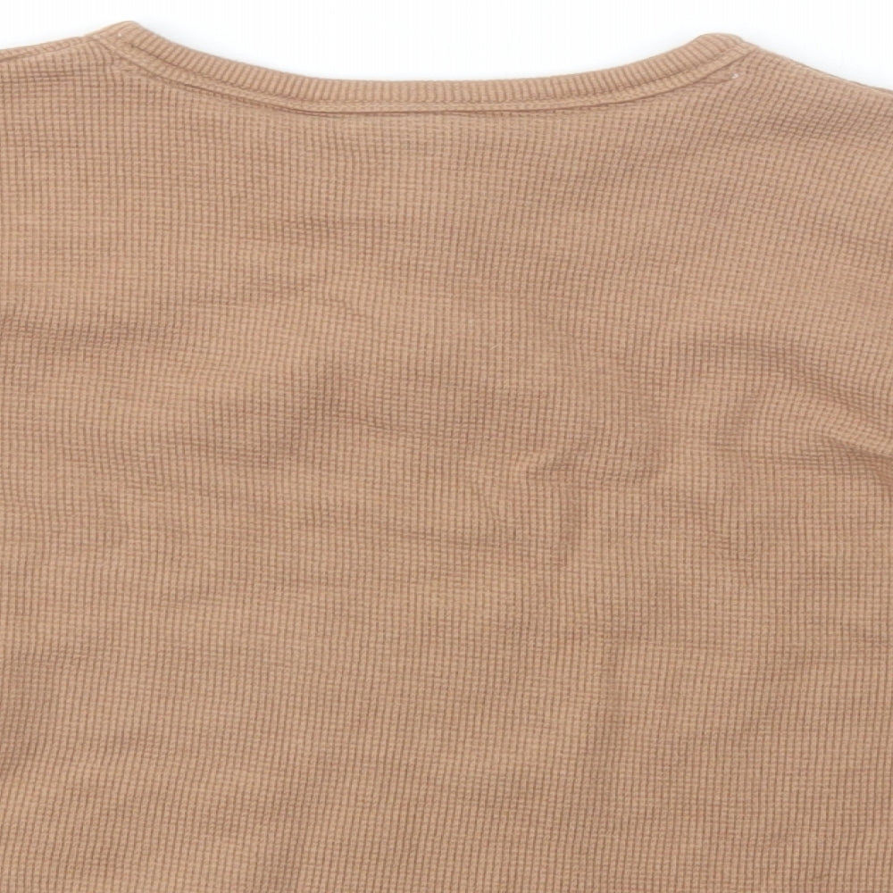 George Boys Beige  Cotton Pullover T-Shirt Size 2-3 Years Henley Button