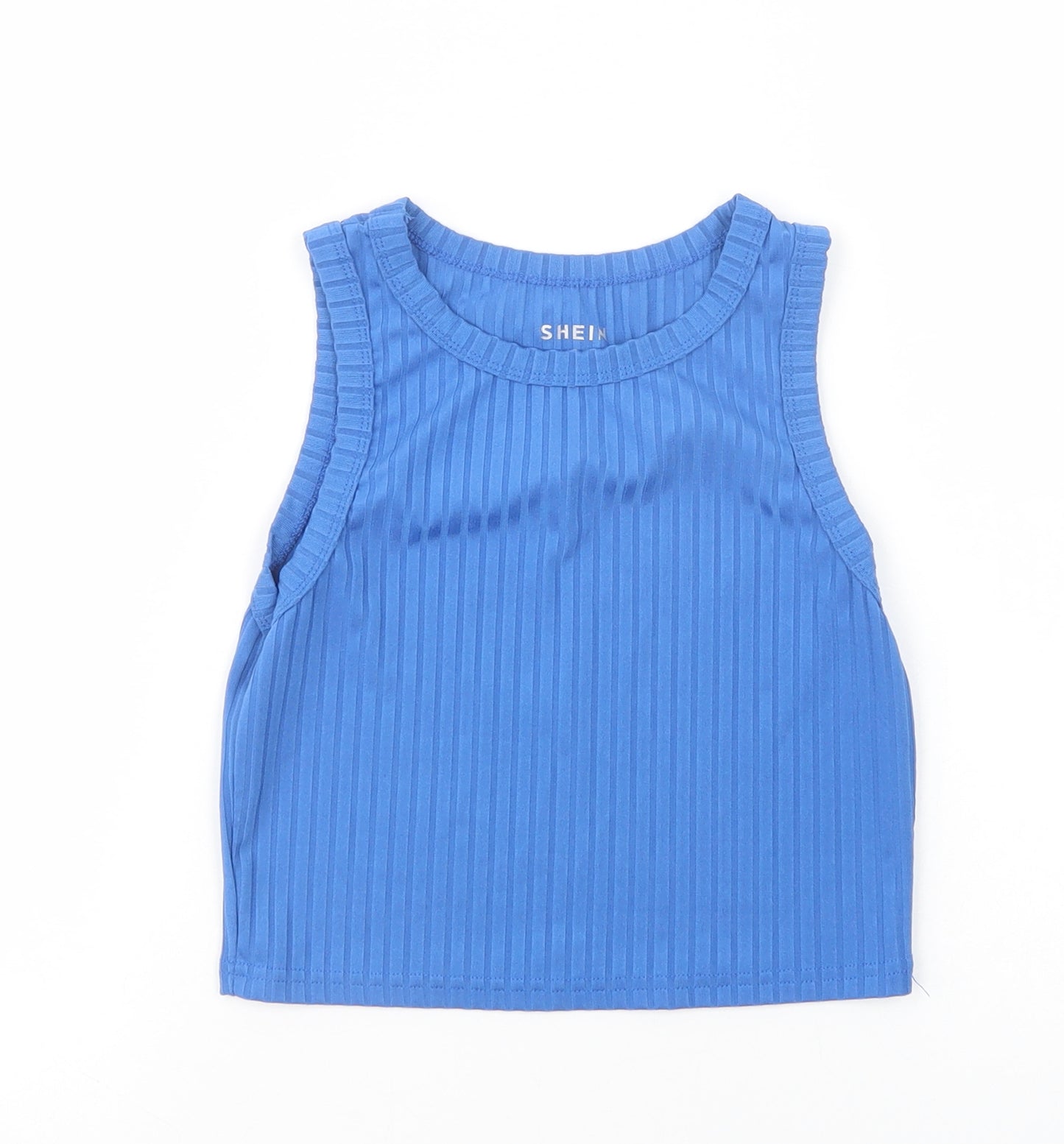 SheIn Womens Blue  Polyester Cropped Tank Size S Crew Neck