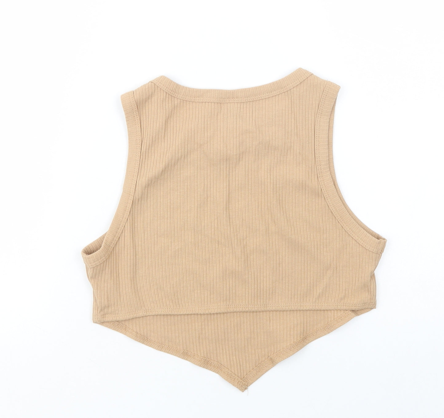SheIn Womens Beige  Cotton Cropped Tank Size S Scoop Neck