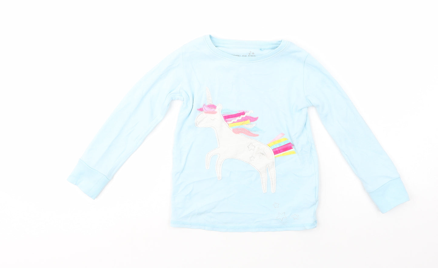 NEXT Girls Blue  Cotton Pullover T-Shirt Size 2-3 Years Crew Neck Pullover - Unicorn