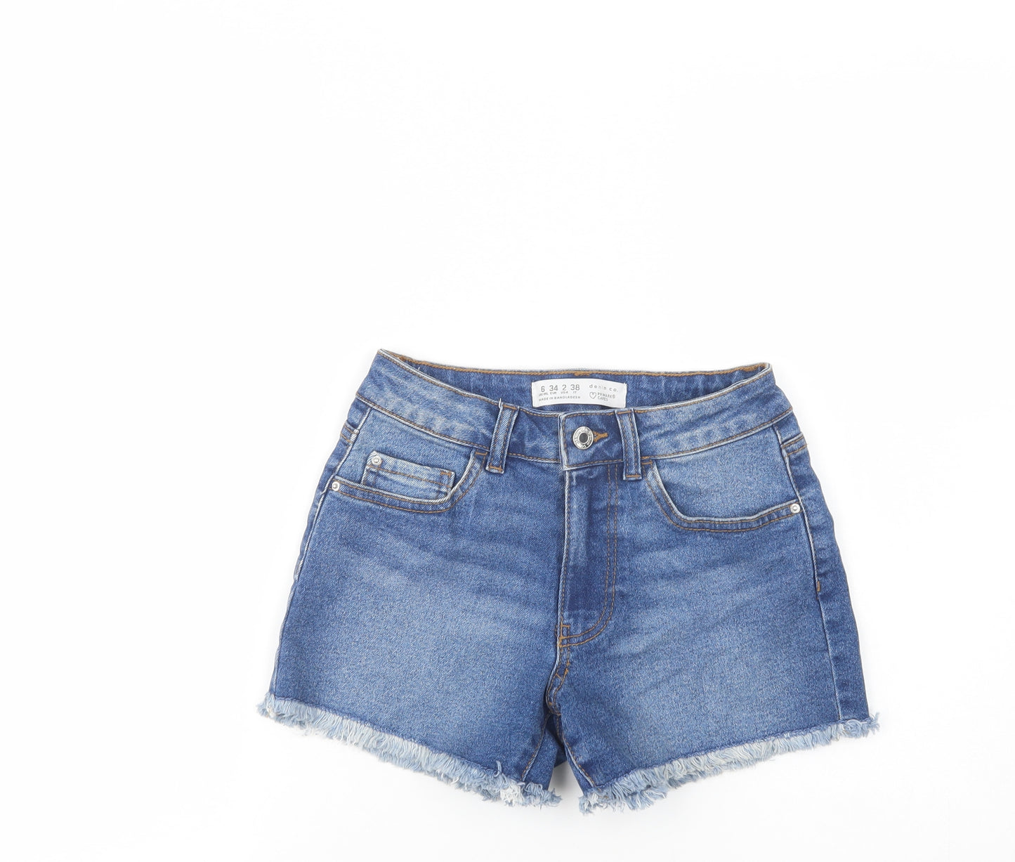 Primark Womens Blue  Cotton Cut-Off Shorts Size 6 L3 in Regular Button