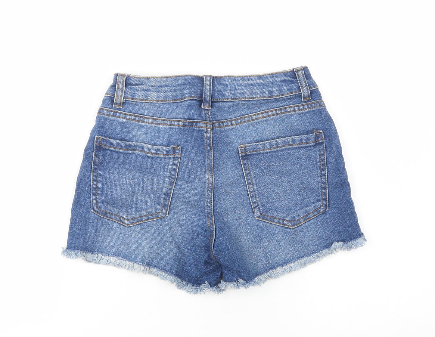 Primark Womens Blue  Cotton Cut-Off Shorts Size 6 L3 in Regular Button