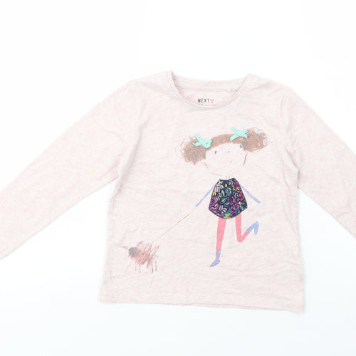 NEXT Girls Pink  Cotton Pullover T-Shirt Size 2-3 Years Crew Neck Pullover - Girl