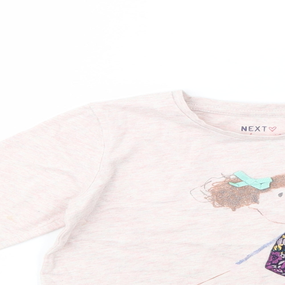 NEXT Girls Pink  Cotton Pullover T-Shirt Size 2-3 Years Crew Neck Pullover - Girl