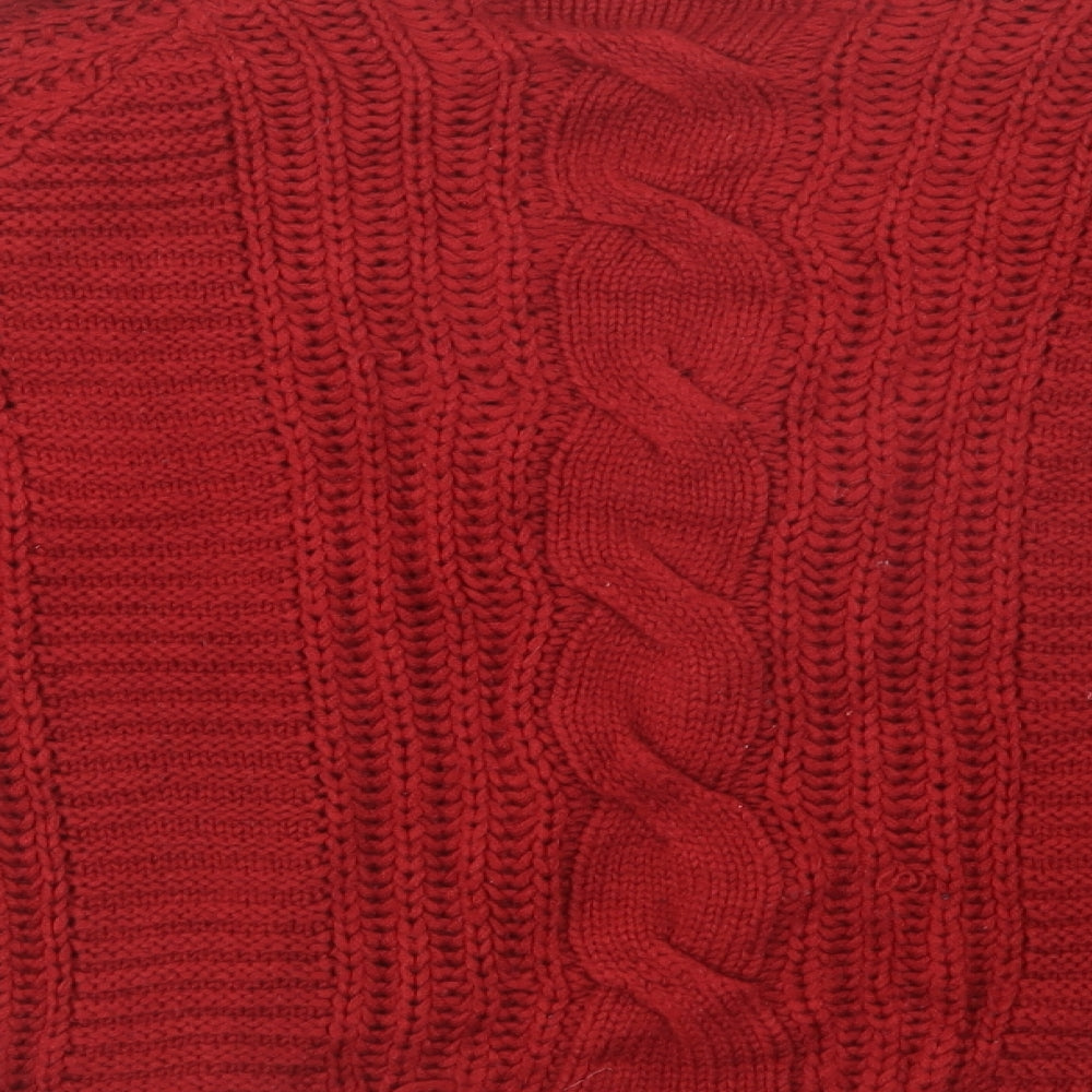 SheIn Womens Red Crew Neck  Acrylic Pullover Jumper Size M