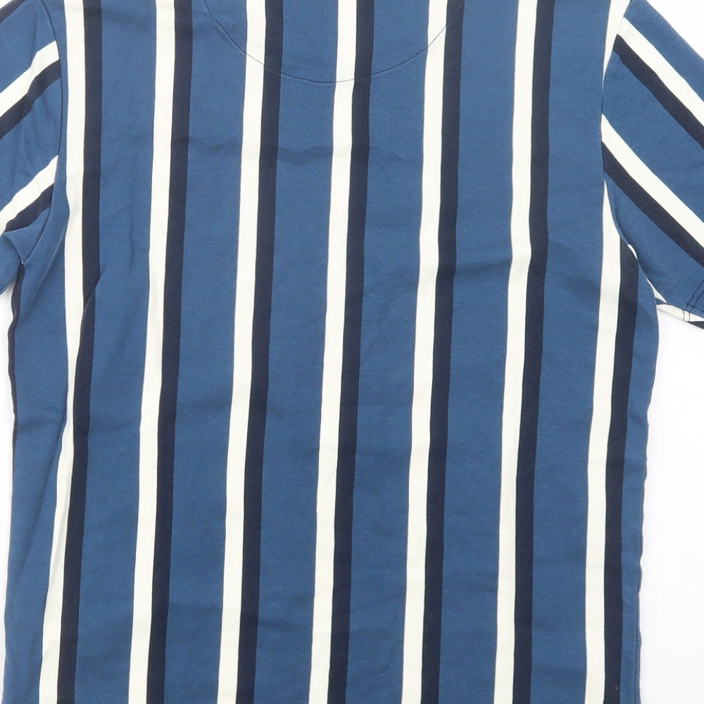 NEXT Mens Blue Striped Cotton  T-Shirt Size S Crew Neck