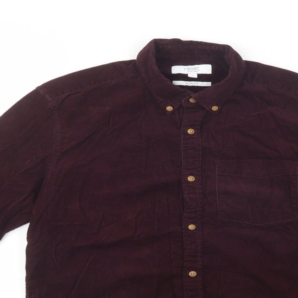 NEXT Mens Purple  Cotton  Button-Up Size S Collared Button