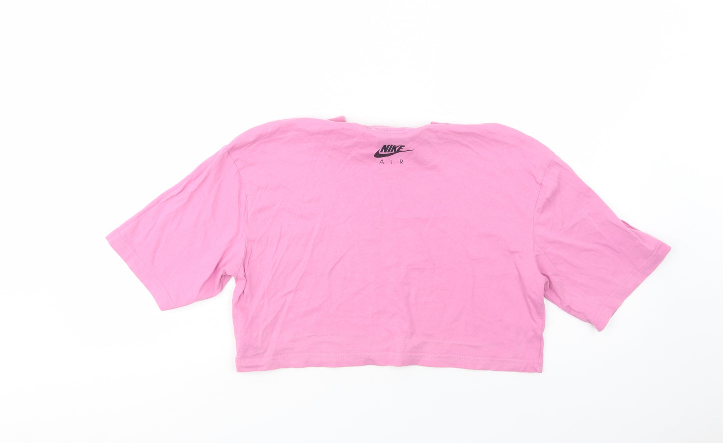 Nike Womens Pink  Cotton Cropped T-Shirt Size S Collared