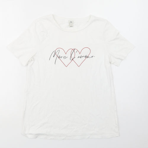 River Island Womens White  Cotton Basic T-Shirt Size S Crew Neck - L'amour