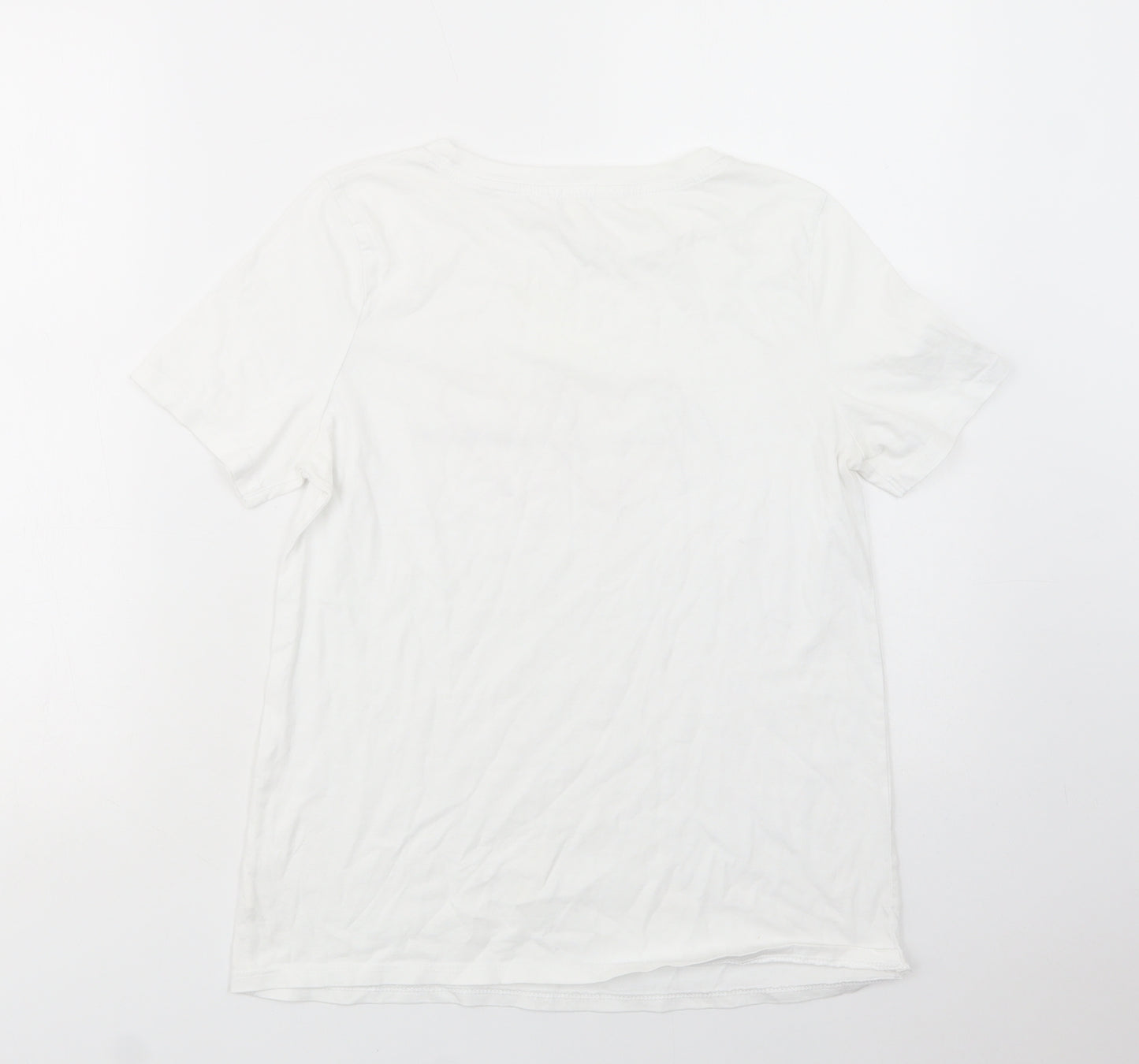 River Island Womens White  Cotton Basic T-Shirt Size S Crew Neck - L'amour