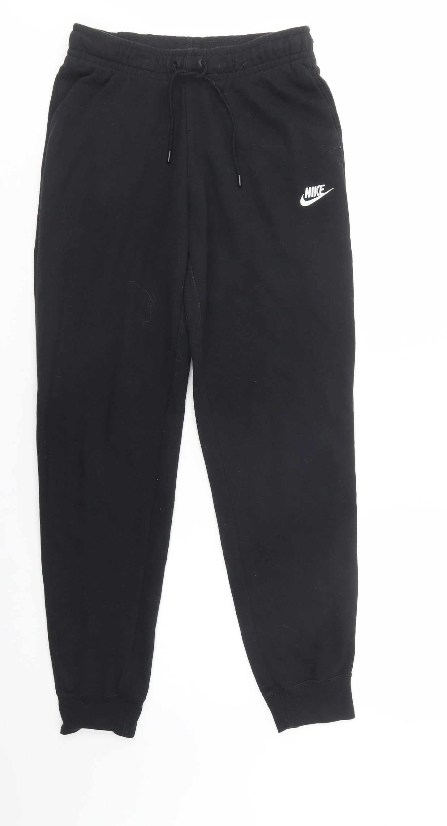 Nike Womens Black  Cotton Jogger Trousers Size S L29 in Regular Drawstring
