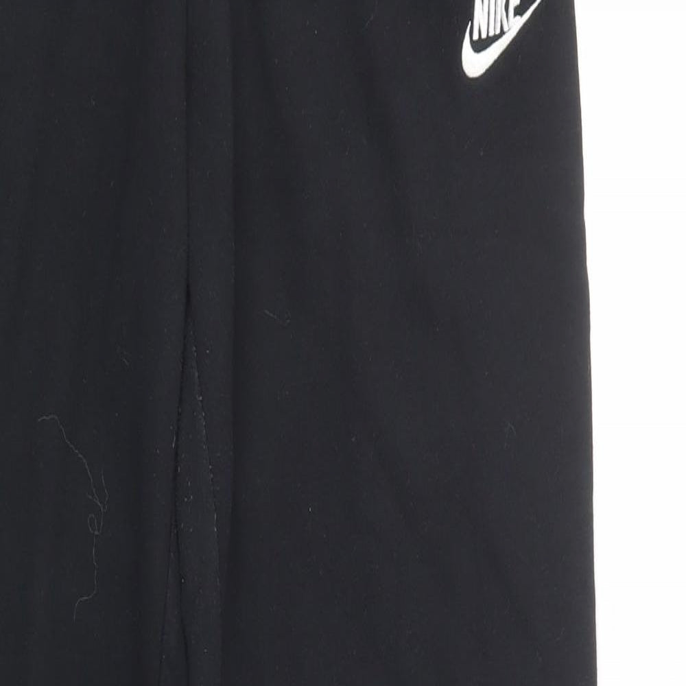 Nike Womens Black  Cotton Jogger Trousers Size S L29 in Regular Drawstring