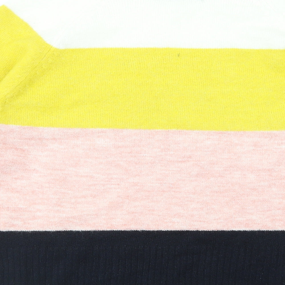 F&F Womens Multicoloured Mock Neck Striped Acrylic Pullover Jumper Size 10