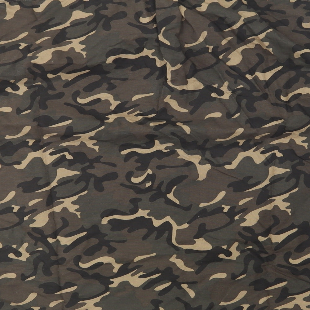 ASOS Mens Brown Camouflage Cotton  Button-Up Size 2XL Collared Button