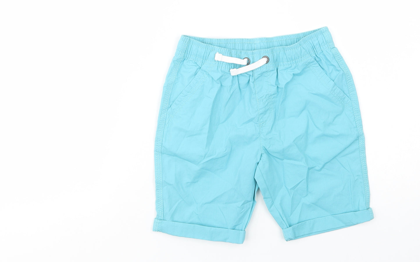 TU Boys Blue  Cotton Chino Shorts Size 6 Years  Regular Drawstring