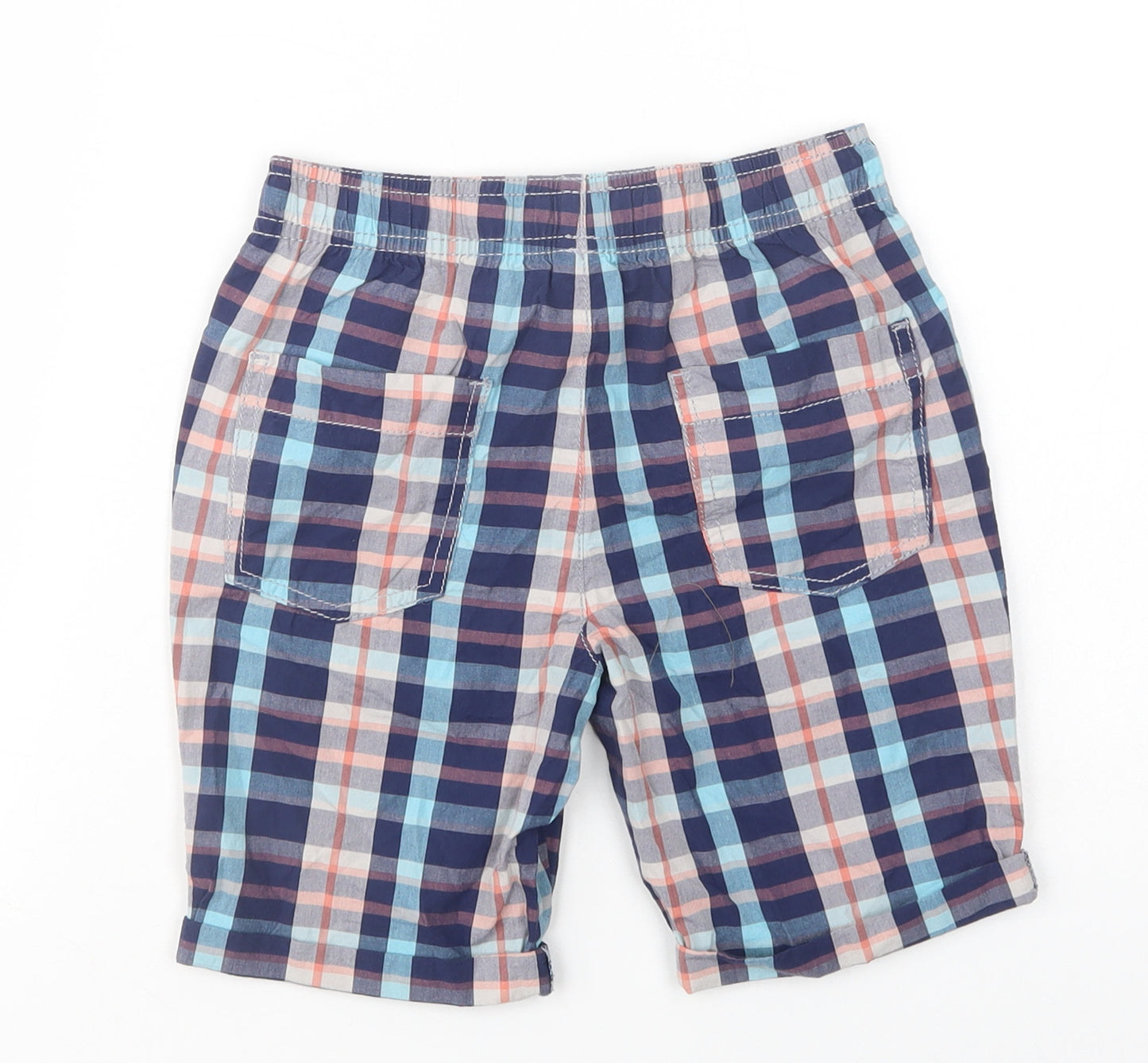 TU Boys Blue Plaid Cotton Chino Shorts Size 6 Years  Regular Drawstring