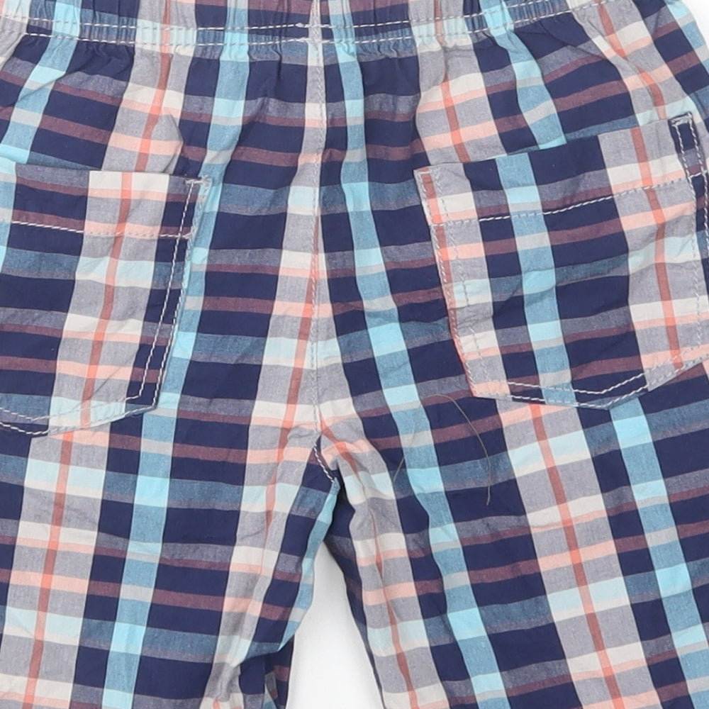 TU Boys Blue Plaid Cotton Chino Shorts Size 6 Years  Regular Drawstring