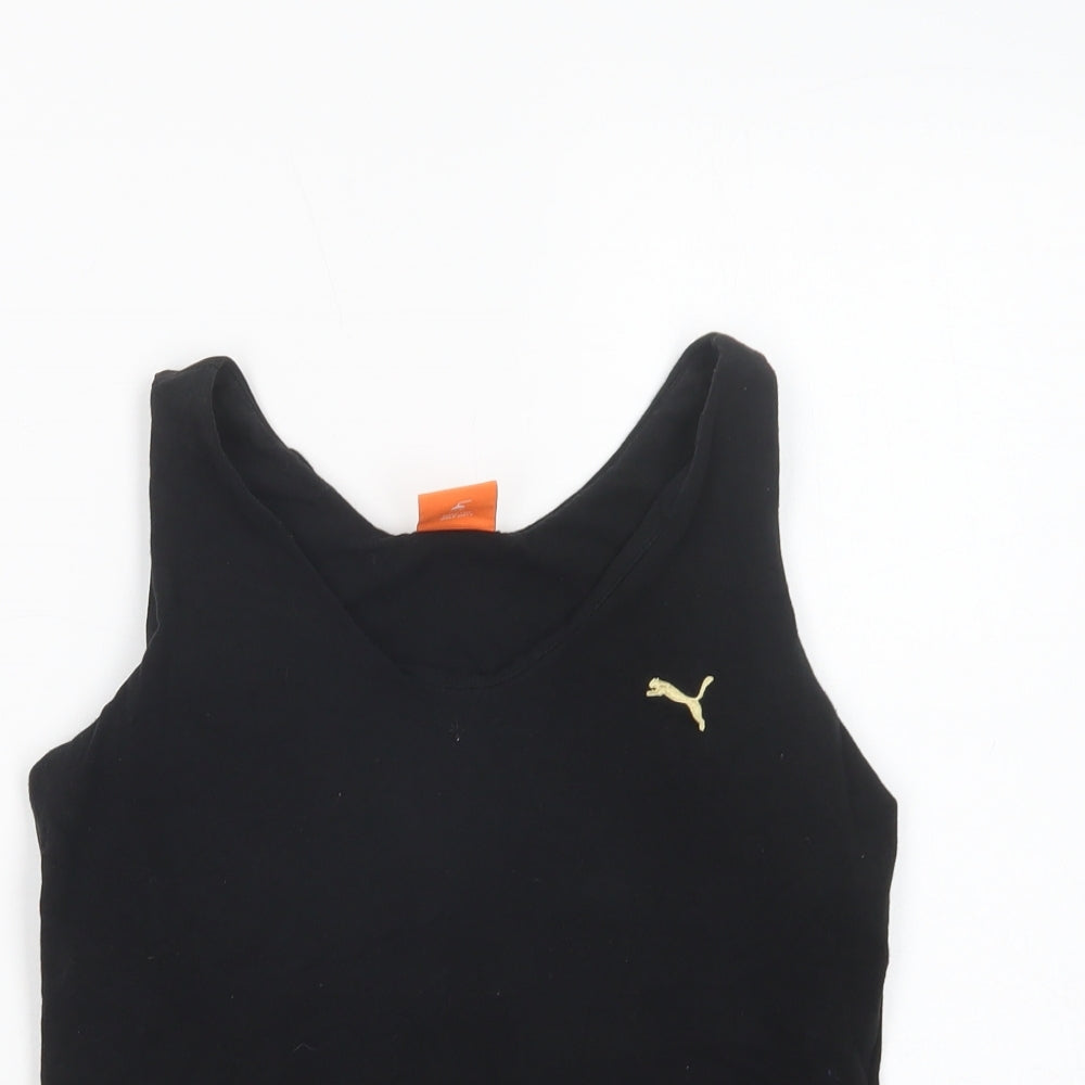 PUMA Womens Black  Cotton Basic Tank Size M Scoop Neck Pullover