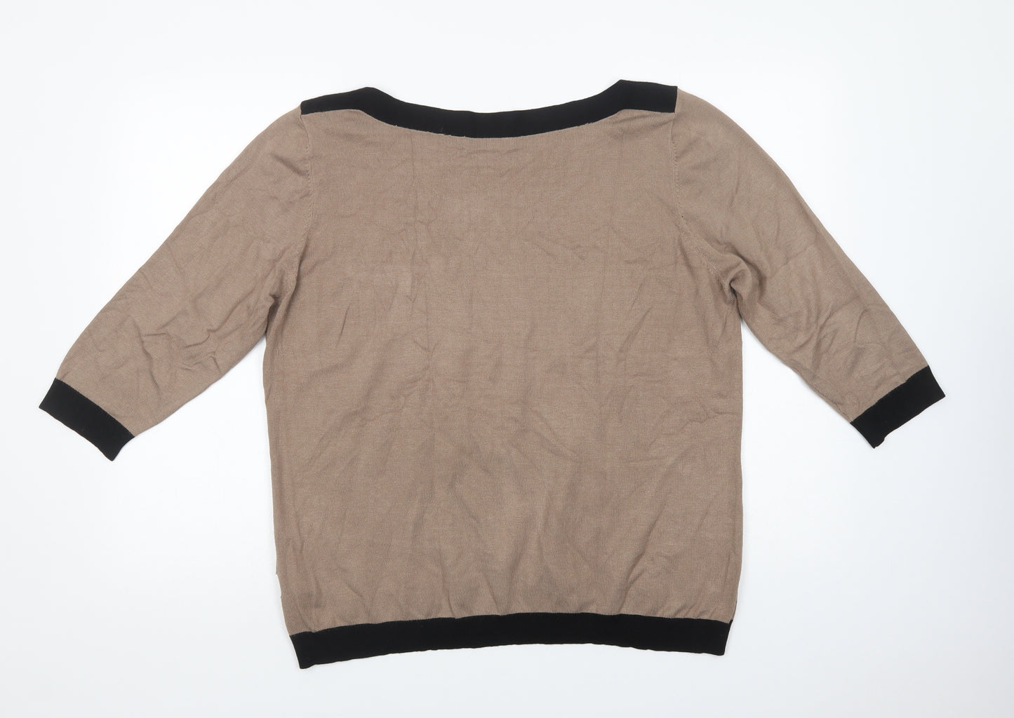Klass Womens Beige Boat Neck  Viscose Pullover Jumper Size 2XL