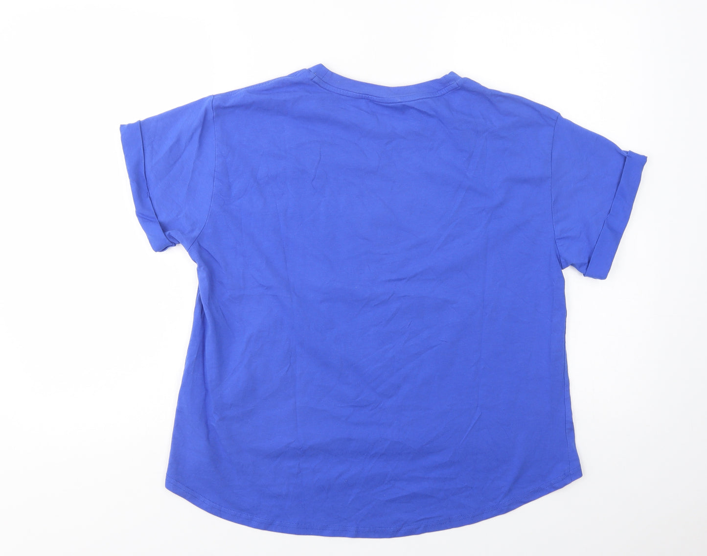 PUMA Womens Blue  Cotton Pullover T-Shirt Size 10 Crew Neck Pullover