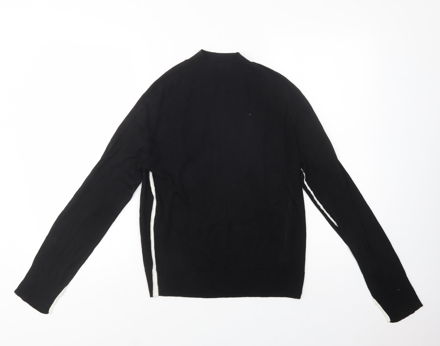 Zara Womens Black Mock Neck  Viscose Pullover Jumper Size M