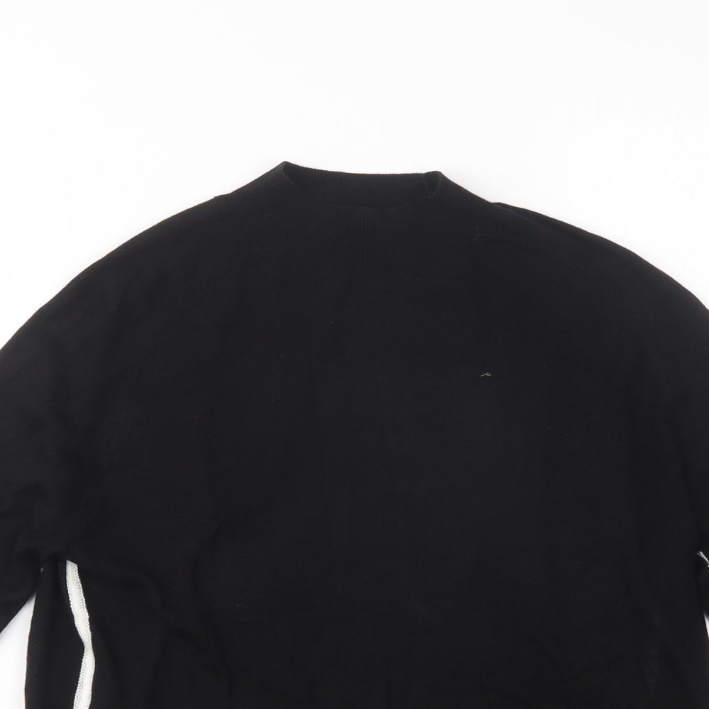 Zara Womens Black Mock Neck  Viscose Pullover Jumper Size M