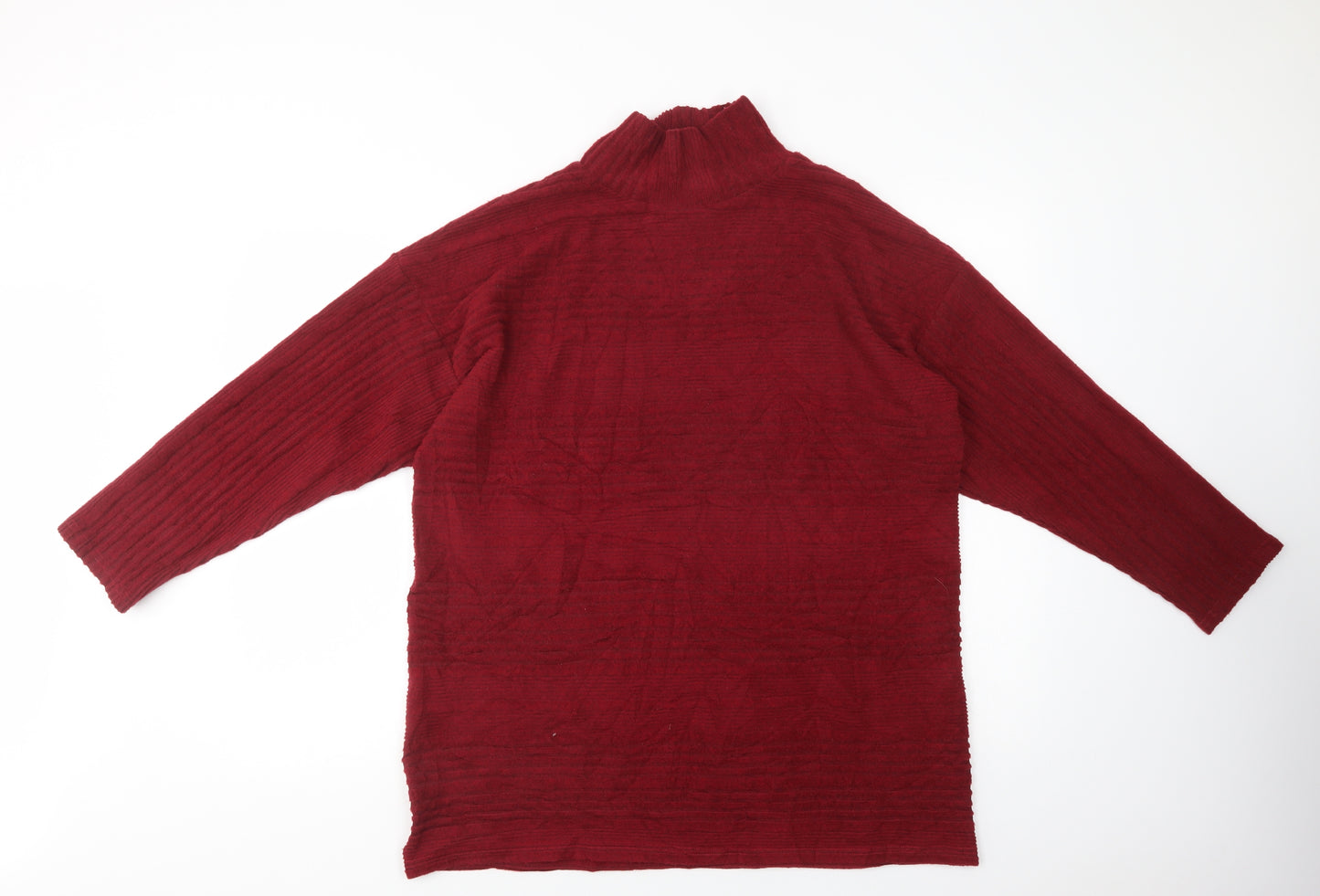 M & Co Womens Red High Neck  Polyester Pullover Jumper Size 16