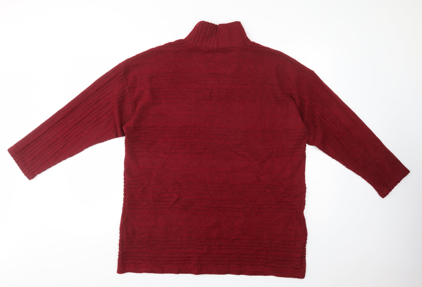 M & Co Womens Red High Neck  Polyester Pullover Jumper Size 16