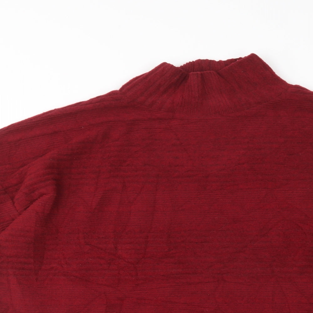 M & Co Womens Red High Neck  Polyester Pullover Jumper Size 16