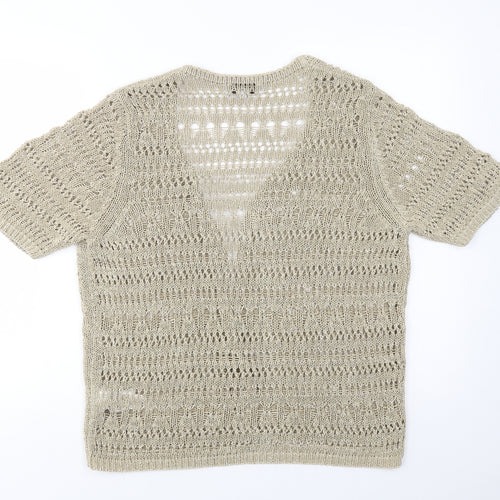Per Una Womens Beige V-Neck  Acrylic Cardigan Jumper Size 16