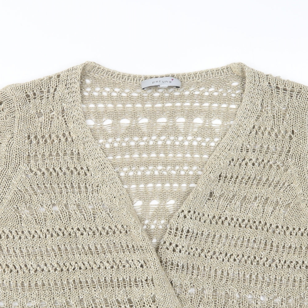 Per Una Womens Beige V-Neck  Acrylic Cardigan Jumper Size 16