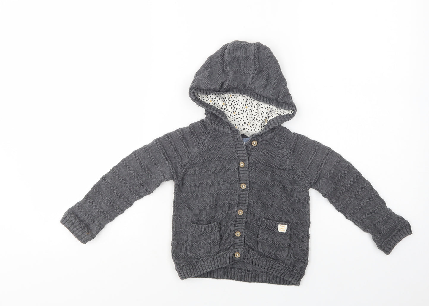 John Lewis Baby Grey  Cotton Cardigan Jumper Size 18-24 Months  Button