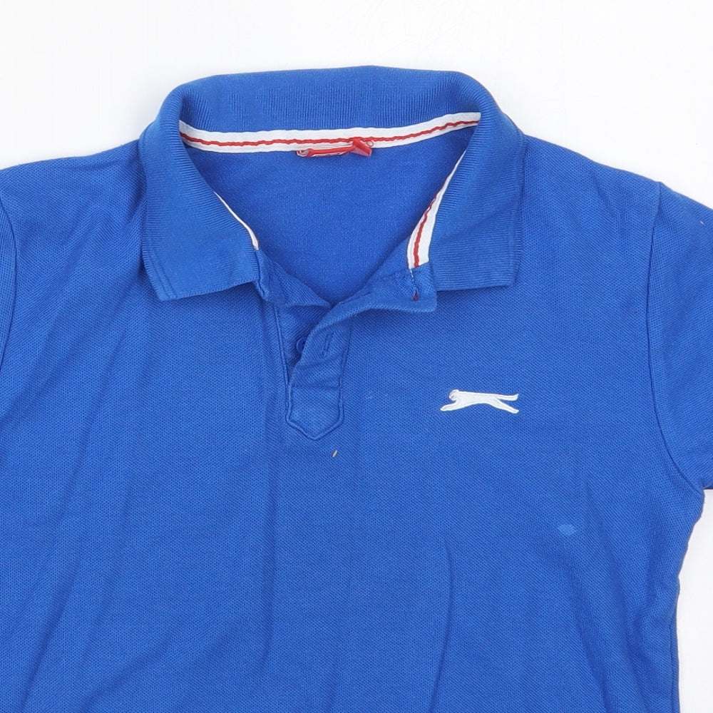 Slazenger Boys Blue  Cotton Basic Polo Size 9-10 Years Collared Pullover