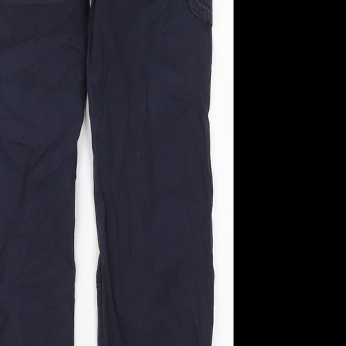 NEXT Womens Black  Cotton Cargo Trousers Size 12 L31 in Regular Drawstring